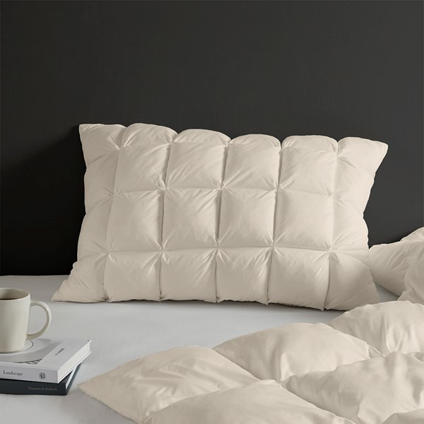 Madison Park Stay Puffed Overfilled Pillow Protector Single Piece in Tan, Standard MP21-8446