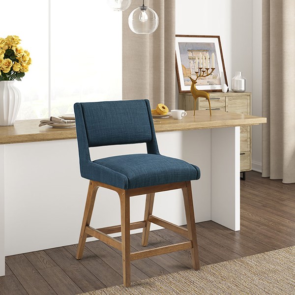 INK+IVY Boomerang Counter Stool in Navy II104-0480