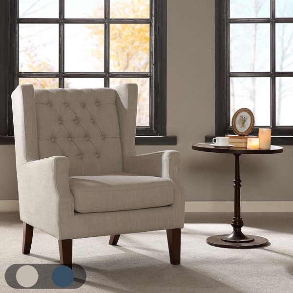 Madison Park Maxwell Button Tufted Wing Chair in Linen FPF18-0435