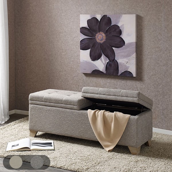 Madison Park Ashcroft Soft Close Storage Bench in Grey Multi MP105-0189