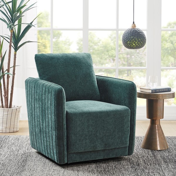 Madison Park Kaley Upholstered 360 Degree Swivel Chair in Green MP103-1215