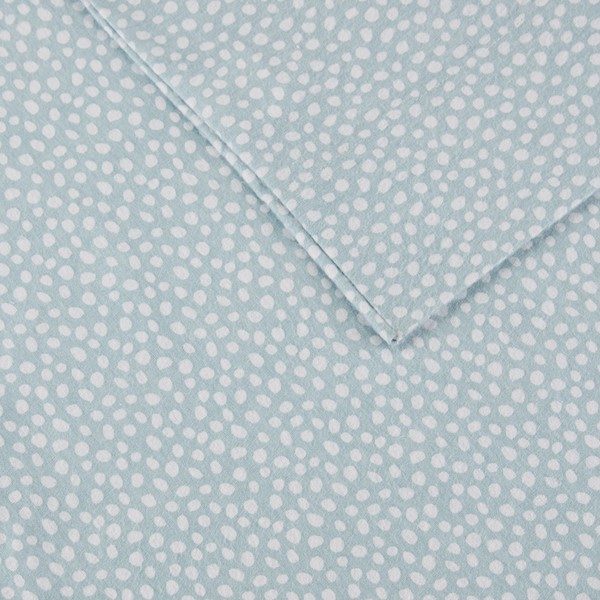 True North by Sleep Philosophy Cozy Cotton Flannel Printed Sheet Set in Aqua Dots, Twin TN20-0359