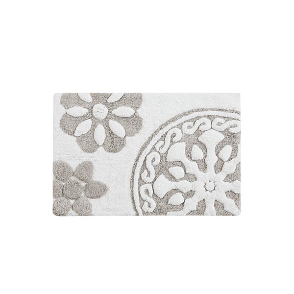 Madison Park Casablanca Medallion Cotton Tufted Bath Rug in Taupe, 20x30" MP72-4430