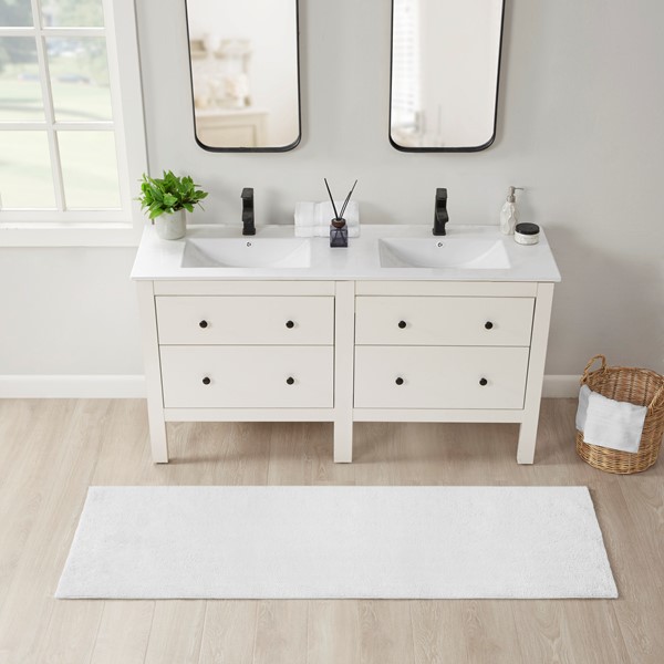 Beautyrest Plume Feather Touch Reversible Bath Rug in White, 24x72" BR72-3765