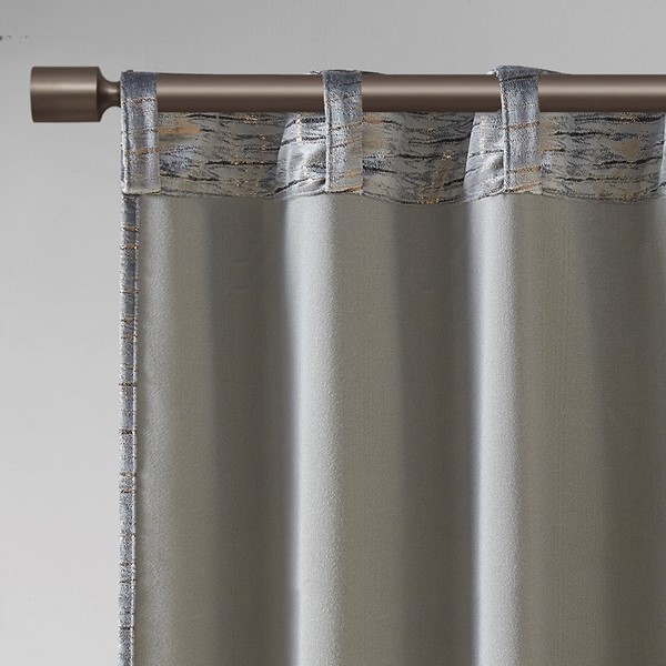 510 Design Colt Room Darkening Poly Velvet Rod Pocket/Back Tab Curtain Panel Pair in Grey/Copper, 37x84" 5DS40-0287