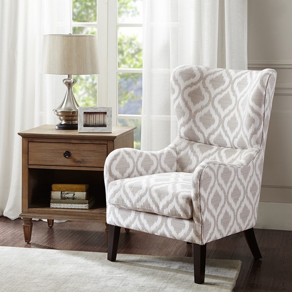 Madison Park Arianna Swoop Wing Chair in Grey/White MP100-0018