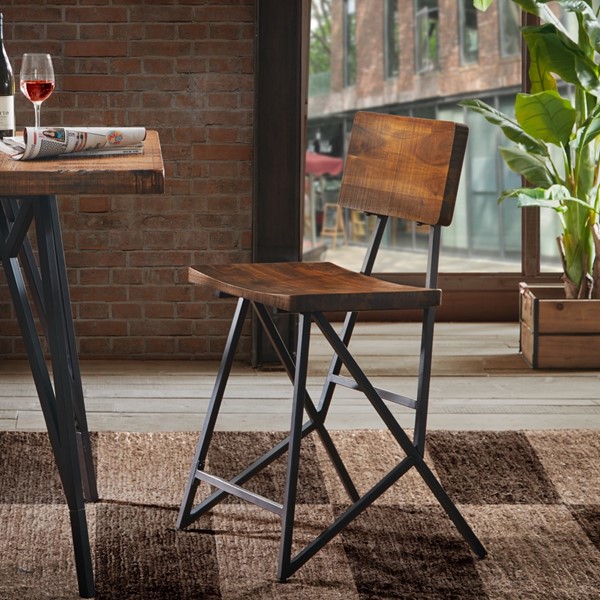 INK+IVY Trestle Counter Stool in Reclaimed Brown/ Gun Metal II101-0120