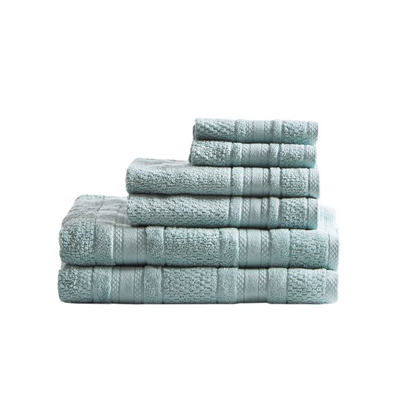 Madison Park Essentials Adrien Super Soft Cotton Quick Dry Bath Towel 6 Piece Set in Seafoam, 6-Piece MPE73-668