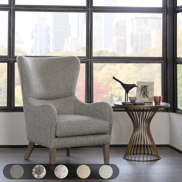 Madison Park Arianna Swoop Wing Chair in Grey FPF18-0429