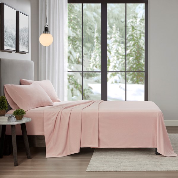 True North by Sleep Philosophy Micro Fleece Sheet Set in Blush, Twin XL TN20-0523