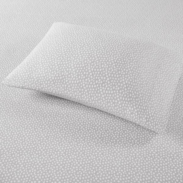 True North by Sleep Philosophy Cozy Cotton Flannel Printed Sheet Set in Grey Dots, Twin TN20-0353