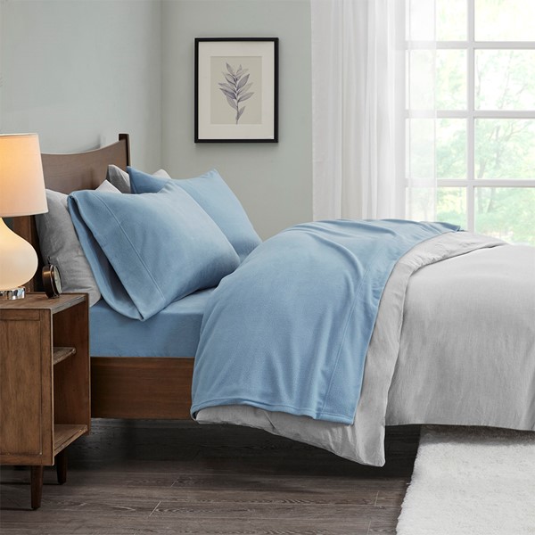 True North by Sleep Philosophy Micro Fleece Sheet Set in Blue, Full PC20-010