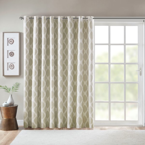 SunSmart Blakesly Printed Ikat Blackout Patio Curtain in Taupe, 100x84" SS40-0113