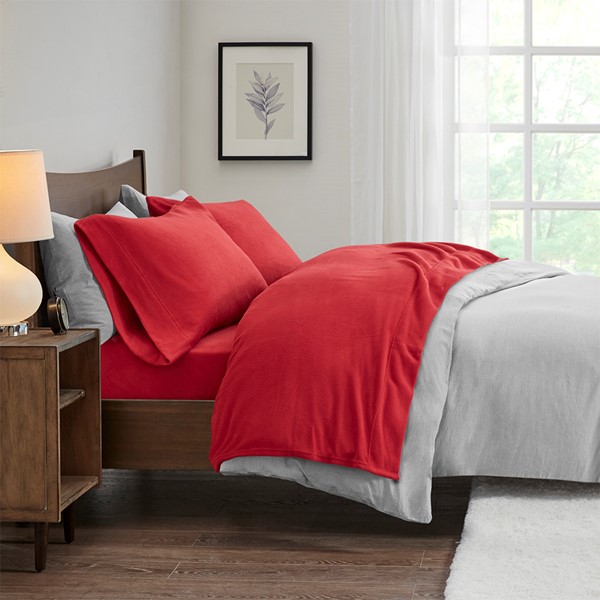 True North by Sleep Philosophy Micro Fleece Sheet Set in Red, Full SHET20-535