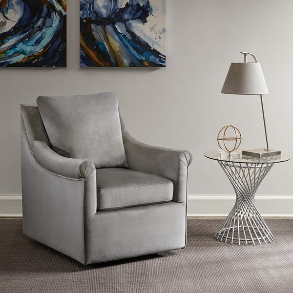 Madison Park Deanna Upholstered Swivel Accent Chair in Grey MP103-0480