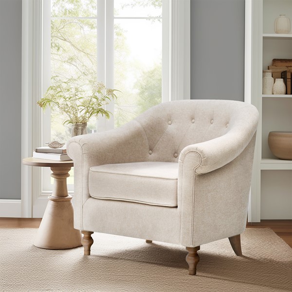 Martha Stewart Fayette Tufted Accent Arm Chair in Cream MT100-1190