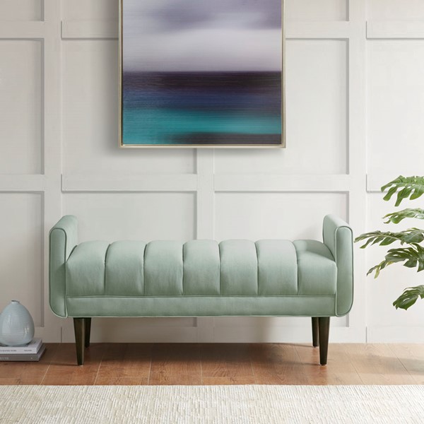 Madison Park Linea Upholstered Modern Accent bench in Seafoam MP105-1192