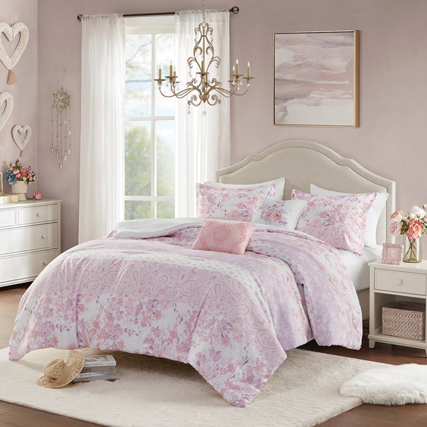 Intelligent Design Oliena Floral Paisley Comforter Set in Pink, Twin/Twin XL ID10-2322