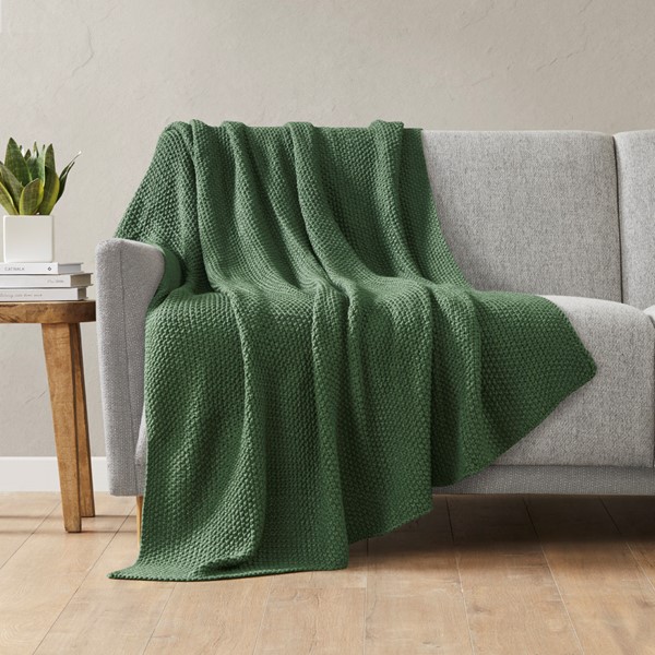 INK+IVY Bree Knit Throw in Green, 50x60" II50-1297