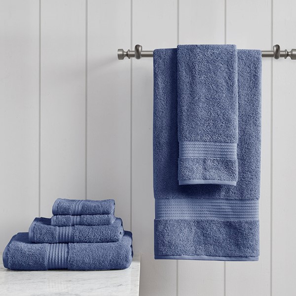 Madison Park Organic 6 Piece Organic Cotton Towel Set in Navy, 6-Piece MP73-7472