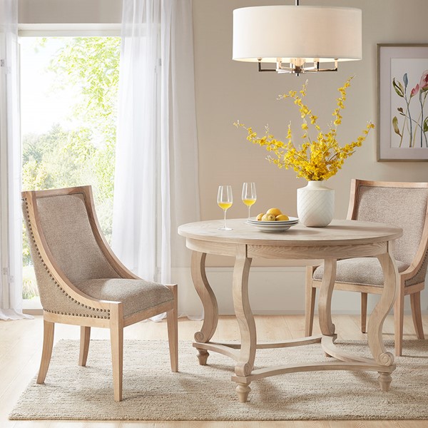 Martha Stewart Elmcrest Upholstered Dining Chair with Nailhead Trim in Linen MT108-0063