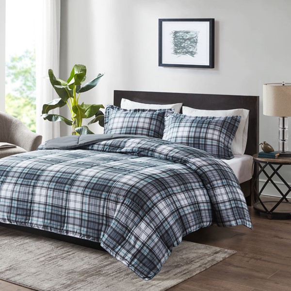 Madison Park Essentials Parkston 3M Scotchgard Down Alternative All Season Comforter Set in Grey, King/Cal King MPE10-600