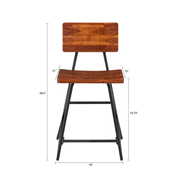 INK+IVY Trestle Counter Stool in Reclaimed Brown/ Gun Metal II101-0120