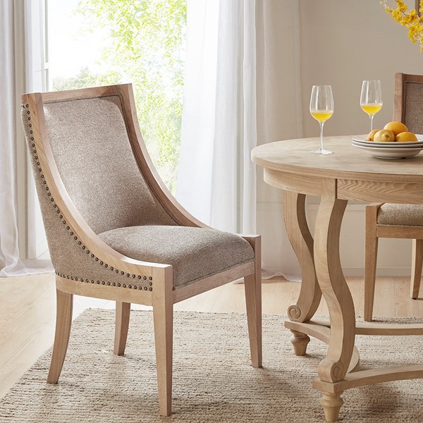 Martha Stewart Elmcrest Upholstered Dining Chair with Nailhead Trim in Linen MT108-0063