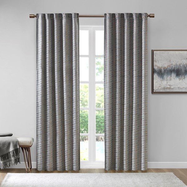 510 Design Colt Room Darkening Poly Velvet Rod Pocket/Back Tab Curtain Panel Pair in Grey/Copper, 37x84" 5DS40-0287