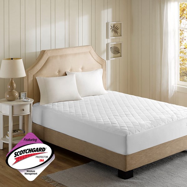 Beautyrest Heated Microfiber Mattress Pad with 3M Scotchgard in White, Full BR55-0534