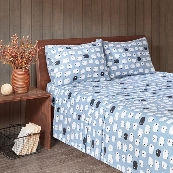 Woolrich Cotton Flannel Sheet Set in Blue Sheep, Cal King WR20-2281