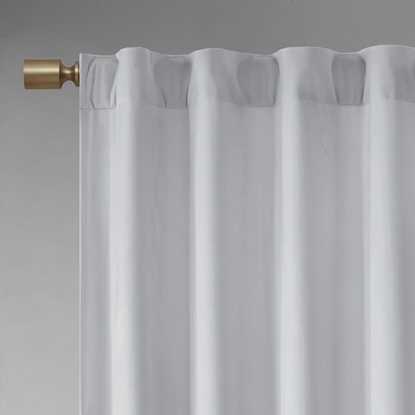 510 Design Colt Room Darkening Poly Velvet Rod Pocket/Back Tab Curtain Panel Pair in Light Grey, 37x84" 5DS40-0155