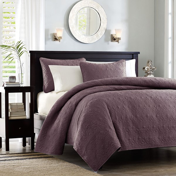 Madison Park Quebec Reversible Quilt Set in Purple, King/Cal King MP13-6150