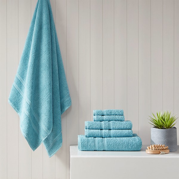 510 Design Aegean 100% Turkish Cotton 6 Piece Towel Set in Aqua, 6-Piece 5DS73-0236