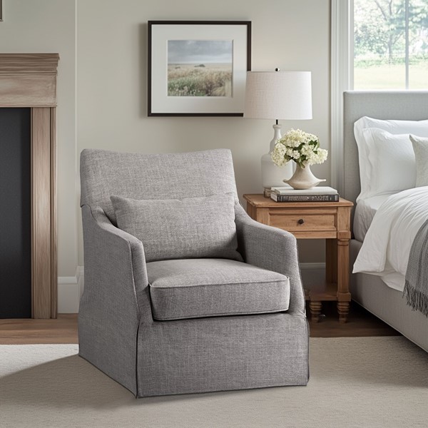 Martha Stewart London Skirted Swivel Chair in Grey MT103-1196