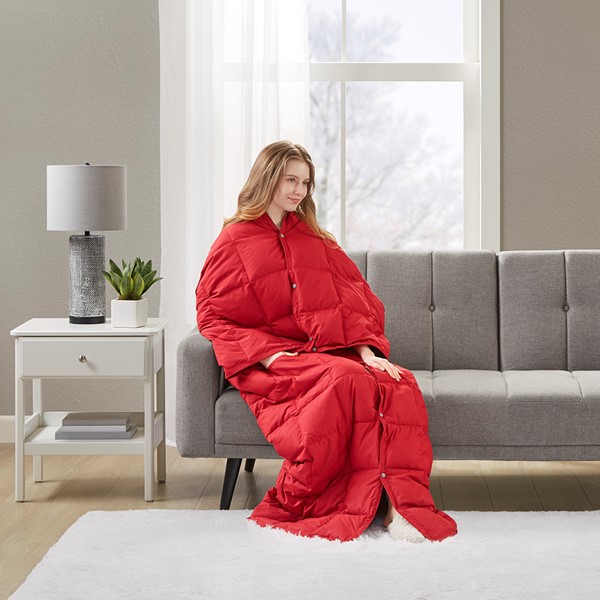 True North by Sleep Philosophy Hadly Wearable Multipurpose Throw in Red, 62x68" TN50-0484