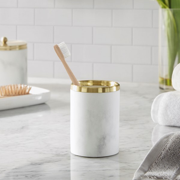 Croscill Corsica Gold Marbled Resin Tumbler in Gold, One Size CC71-0039