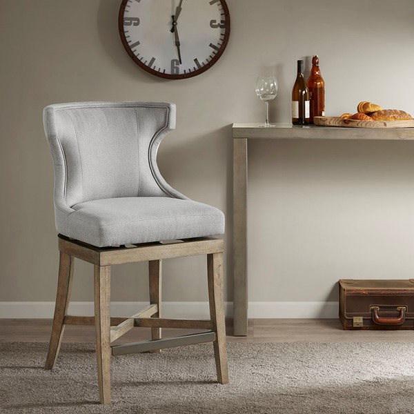 Madison Park Carson Counter Stool With Swivel Seat in Light Grey MP104-0986