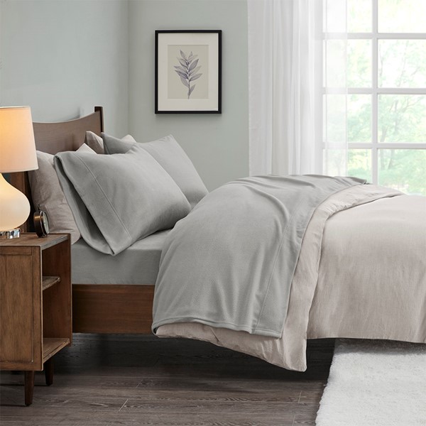 True North by Sleep Philosophy Micro Fleece Sheet Set in Grey, Queen SHET20-528