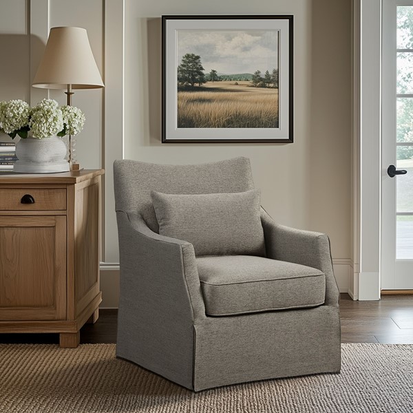 Martha Stewart London Skirted Swivel Chair in Tan Multi MT103-1198