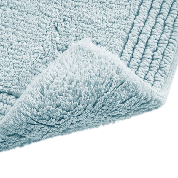 Madison Park Signature Splendor 100% Cotton Tufted 3000 GSM Reversible Bath Rug in Blue, 24x72" MPS72-520