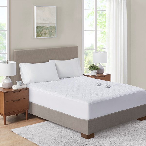 Serta Microfiber Heated Mattress Pad in White, Full ST55-0268