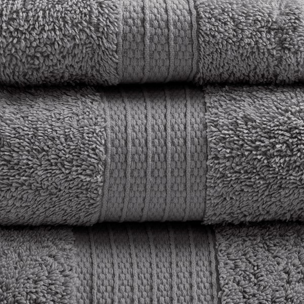 Madison Park Organic 6 Piece Organic Cotton Towel Set in Charcoal, 6-Piece MP73-7473