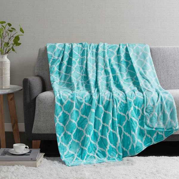 Madison Park Oversized Ogee Throw in Aqua, 60x70" MP50-1729