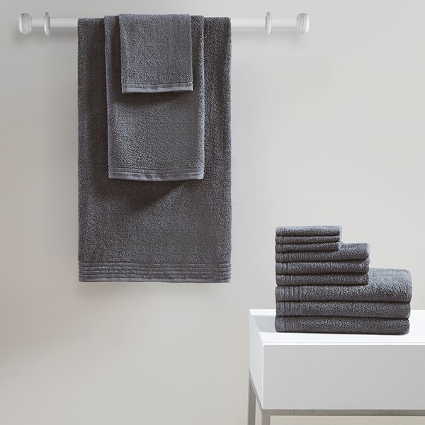 510 Design Big Bundle 100% Cotton Quick Dry 12 Piece Bath Towel Set in Grey, 12-Piece 5DS73-0201