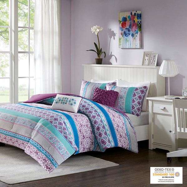 Intelligent Design Joni Comforter Set in Purple, Full/Queen ID10-1099