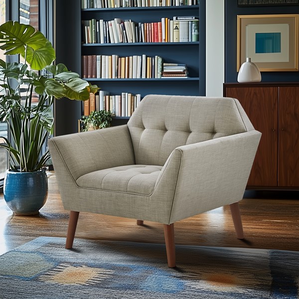 INK+IVY Newport Wide Mid-Century Modern Lounge Chair in Light Grey II110-0388