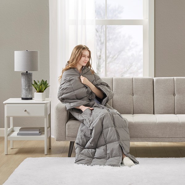 True North by Sleep Philosophy Hadly Wearable Multipurpose Throw in Grey, 62x68" TN50-0482