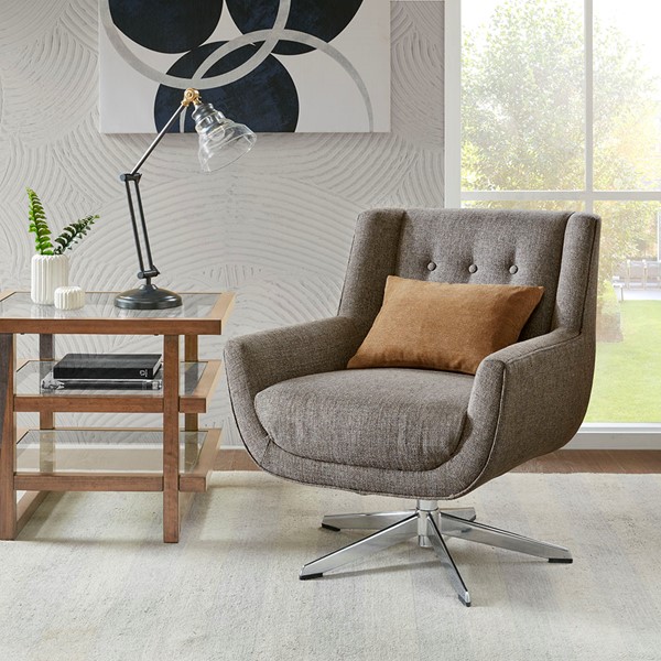 INK+IVY Nina Swivel Lounge Chair, Star Based Swivel in Brown Multi II103-0355