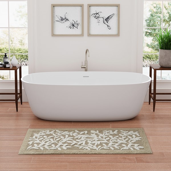 Madison Park Serene Cotton Tufted Bath Rug in Taupe, 24x60" MP72-8342